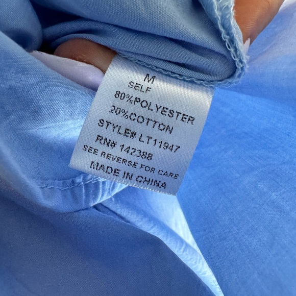 Lulus Work From Home Light Blue Poplin Button-Down Off-the-Shoulder Top Sz M - Picture 10 of 12